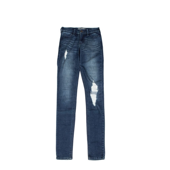 Hollister Blue Distressed Skinny Jeans 9 - Picture 1 of 3